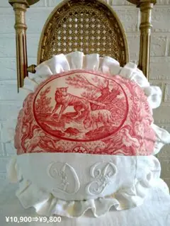 ※限定価格※フランスアンティーク　トワルドジュイ　ロゴ刺繍　クッション