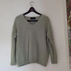 SHIPS ライトグリーン Vネック ニット