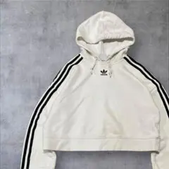 00s アディダス adidas クロップドパーカー ワンポイント フーディー