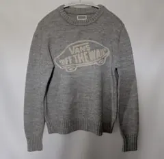 VANS　ウール混短丈ニット　ライトグレー　S　古着