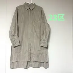 23区　ストライプ　ベージュ　ワイシャツ　38のサムネイル