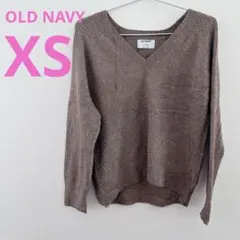 美品⭐️OLD NAVY 【XS】 Vネックブラウンニットセーター 冬服 無地