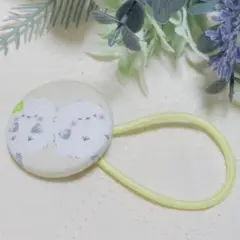 【送料無料】　シマエナガ柄クルミボタンヘアゴム