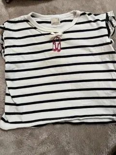 プティマインストライプ フリル袖 Tシャツ