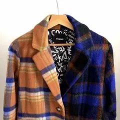 【美品】デシグアル Desigual チェックコート21WWEWB7 ブルー