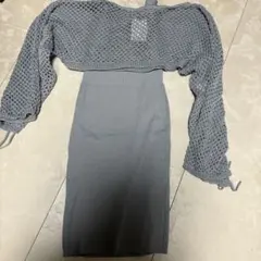 LIP SERVICEセットアップ　ブルー　ワンピース　ニット　ショート丈