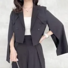 Heather ヘザー ショート丈 ジャケット ブラックのサムネイル