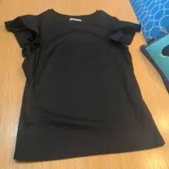 （美品）le coeur blanc◆ギャザーフレンチスリーブプルオーバー◆黒