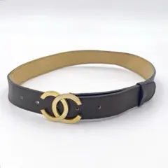 CHANEL シャネル ココマーク ヴィンテージ レザー ベルト ブラウン 茶のサムネイル
