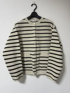 Te chichi ボーダー　カーディガン　銀ボタン　アウター