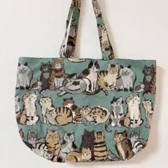 ハンドメイド　大きめ　エコバッグ　トートバッグ　猫柄