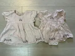 petit main 姉妹コーデ　いちご刺しゅうパフチュニック　ライトピンク