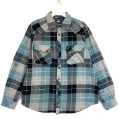 ディッキーズDickies起毛ウエスタンシャツフランネル水色ブラックフランネル