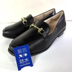 ★希少：幅広(4E)の黒24cm！★【新品】幅広『走れる』本革風ローファー！のサムネイル