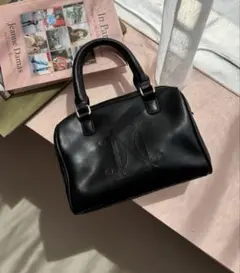 NICE CLAUP ナイスクラップ　エンボスミニボストンバッグ　ブラック　ロゴ