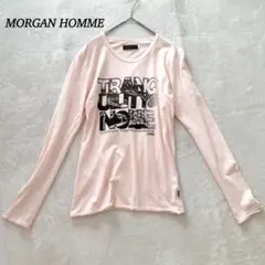 モルガンオム 長袖Tシャツ【M】ユニセックス フロントロゴ　ラウンドネック