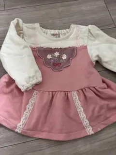 souris 80花柄刺繍付きピンクトレーナー