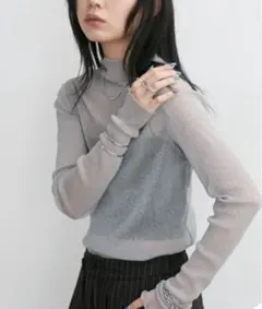 ラメタートルシアー長袖トップス