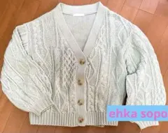 erika sopo ケーブル編みカーディガン　薄緑色