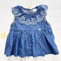 デニム フリル ワンピース プティマイン petit main