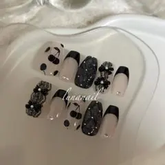 ネイルチップ さくらんぼネイル レースネイル リボン