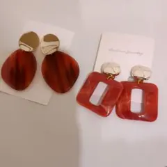 赤色アクリルイヤリングセット
