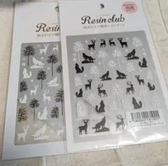 P221 レジンクラブ　オオカミ＆トナカイ　ブラック　ホワイト　2枚セット