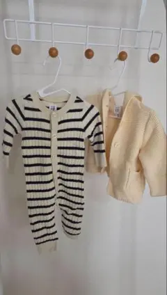 GAP baby ギャップベビー ニットロンパース＆耳付きカーディガン