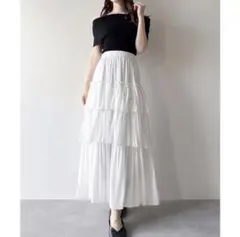 mipiarlハイウエストシフォンティアードスカート