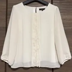 リフレクト　レースピンタックシフォンブラウス　とろみ素材