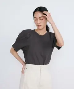 INEDイネド タックスリーブプルオーバー半袖Tシャツ チャコールグレー13号のサムネイル