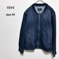 イーブス デニム MA-1 ブルゾン M ボンバージャケット ストレッチ 濃紺