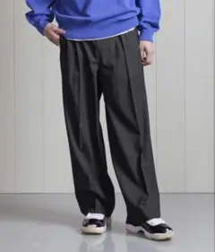 H BEAUTY&YOUTH ウール トロ 2プリーツ ワイドパンツ ストライプ