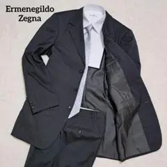 最高級エルメネジルドゼニア セットアップ ブラックグレー ストライプ 総裏 XL