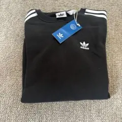 adidas ブラック トレーナー ストライプ