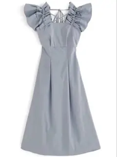 新品　GRL フリルショルダーバックリボンフレアワンピース[tw1084]