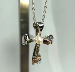 MIKIMOTO ミキモト ネックレス ペンダント パール リボン クロスのサムネイル