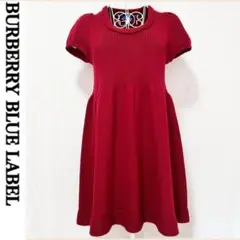 美品 バーバリーブルーレーベル ニットワンピース 半袖 ニット ひざ丈ワンピース
