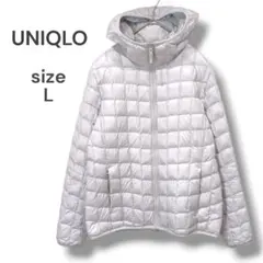 UNIQLO　ライトウォームパデットパーカ　ダウンジャケット　L　ホワイト　中綿