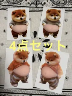 新製品　4点セット　柴犬 お腹ぷにぷにシール 3Dシール ステッカーシール帳
