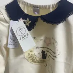 新品★axesfemme kids 襟付きプルオーバー 三日月＆黒猫120サイズ