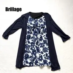 Brillage ブリアージュ 風花柄ワンピ チュニック トップスネイビー Lのサムネイル