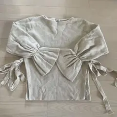 SNIDEL ベージュリボンニットトップス