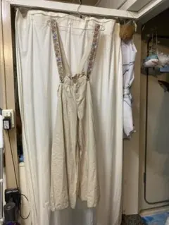 花柄クロスステッチストラップ サロペット ワイドパンツリズリサ未使用