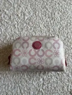 COACH 花柄ポーチ ホワイト/ピンク