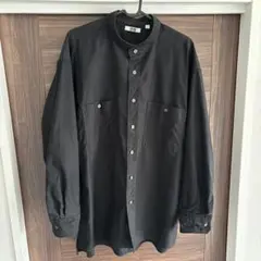 UNIQLO U ユニクロユー オーバーサイズスタンドカラーシャツ L ブラック