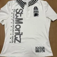 St.Moritz 半袖ポロシャツ ホワイト ギンガムチェック