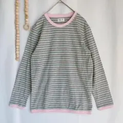 wacoal kids ロンT カットソー ボーダー 150 灰色 .2344