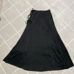 PAGEBOY✨サイドリボン サテンロングスカート ブラック フリーサイズ