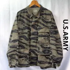 80s ミリタリー　L コンバットジャケット　タイガーストライプ　米軍実物　総柄